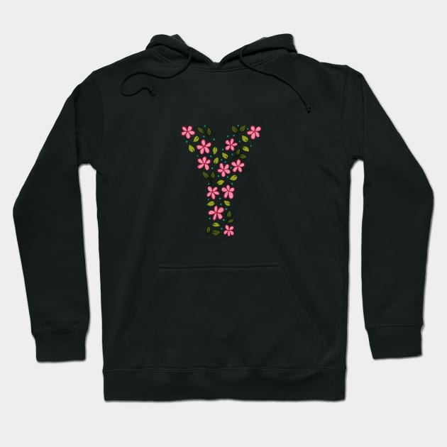 Floral Monogram Letter Y Hoodie by SRSigs